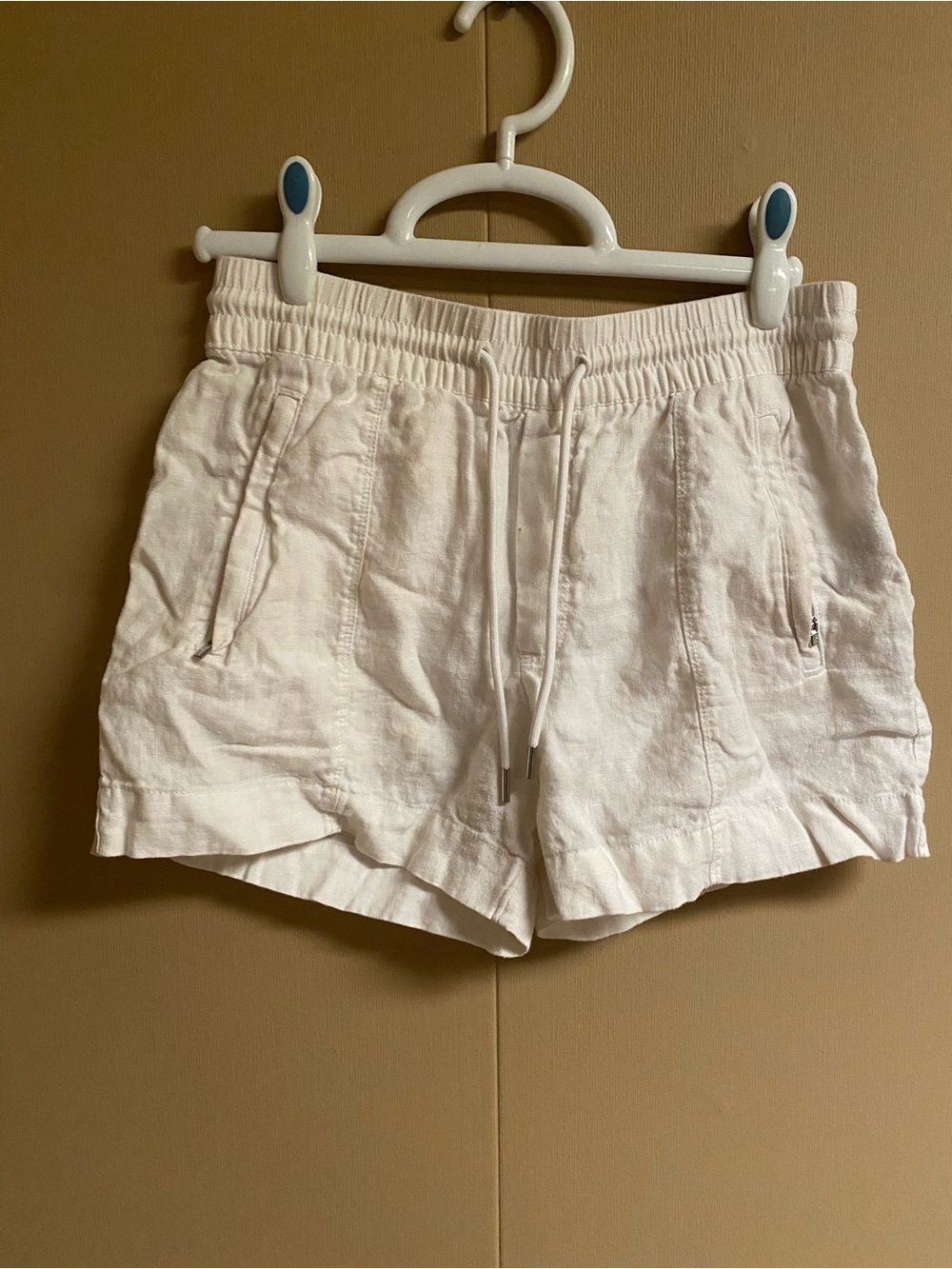 Athleta White Drawstring Linen Shorts